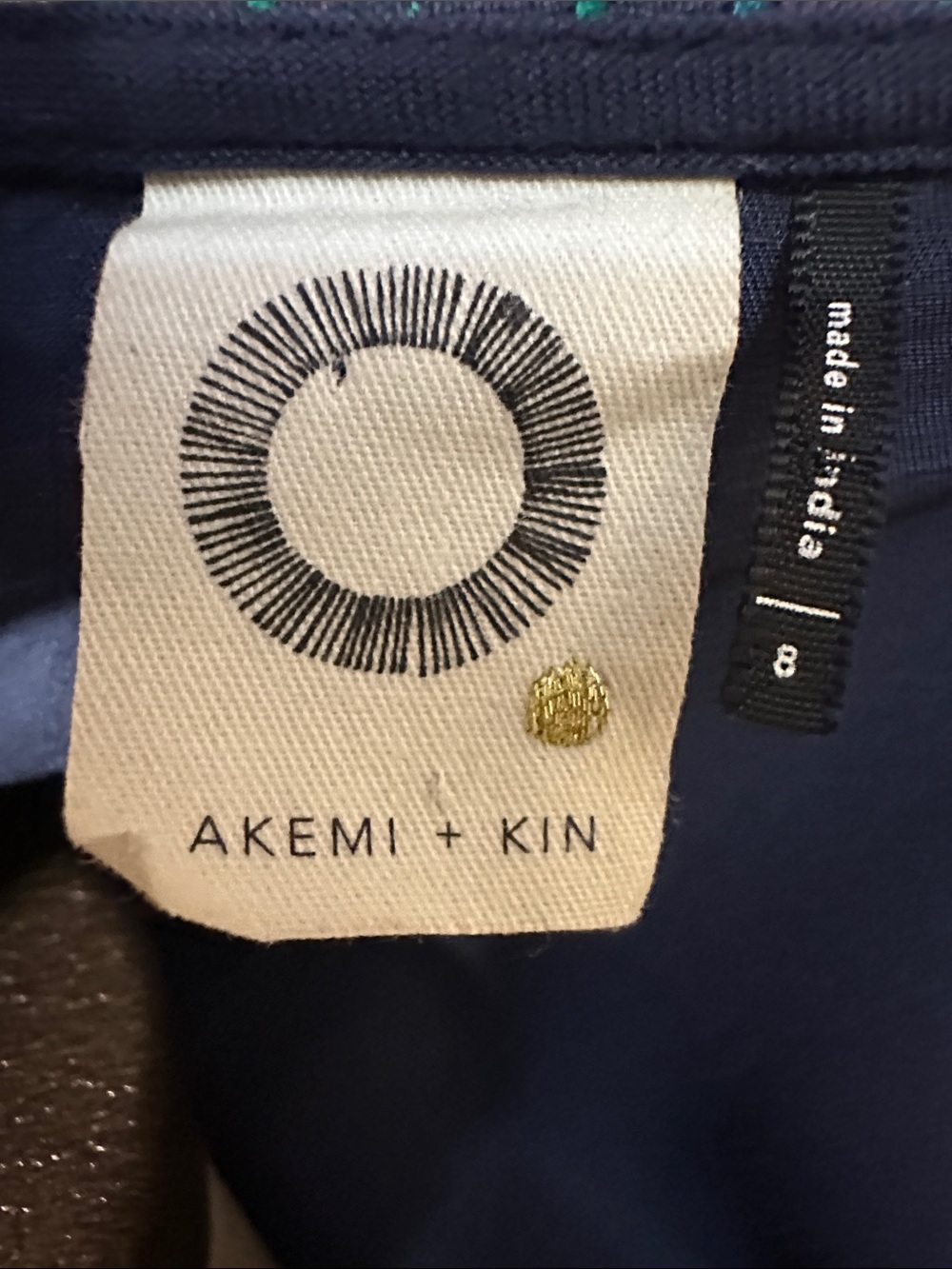 Anthropologie Akemi + Kin Navy Blue Embroidered Boho Floral Mini Dress Size 8 - Picture 10 of 12